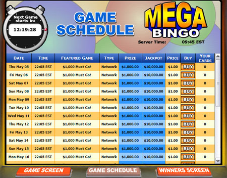 bingo cafe mega bingo network online bingo game