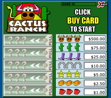bingo cafe cactus ranch pull tabs online instant win game