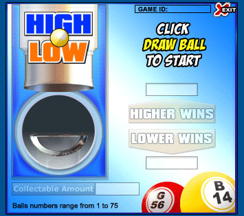 bingo cafe high low online instant win game