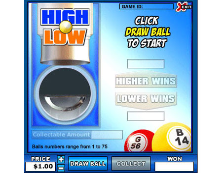 bingo cafe high low online instant win game